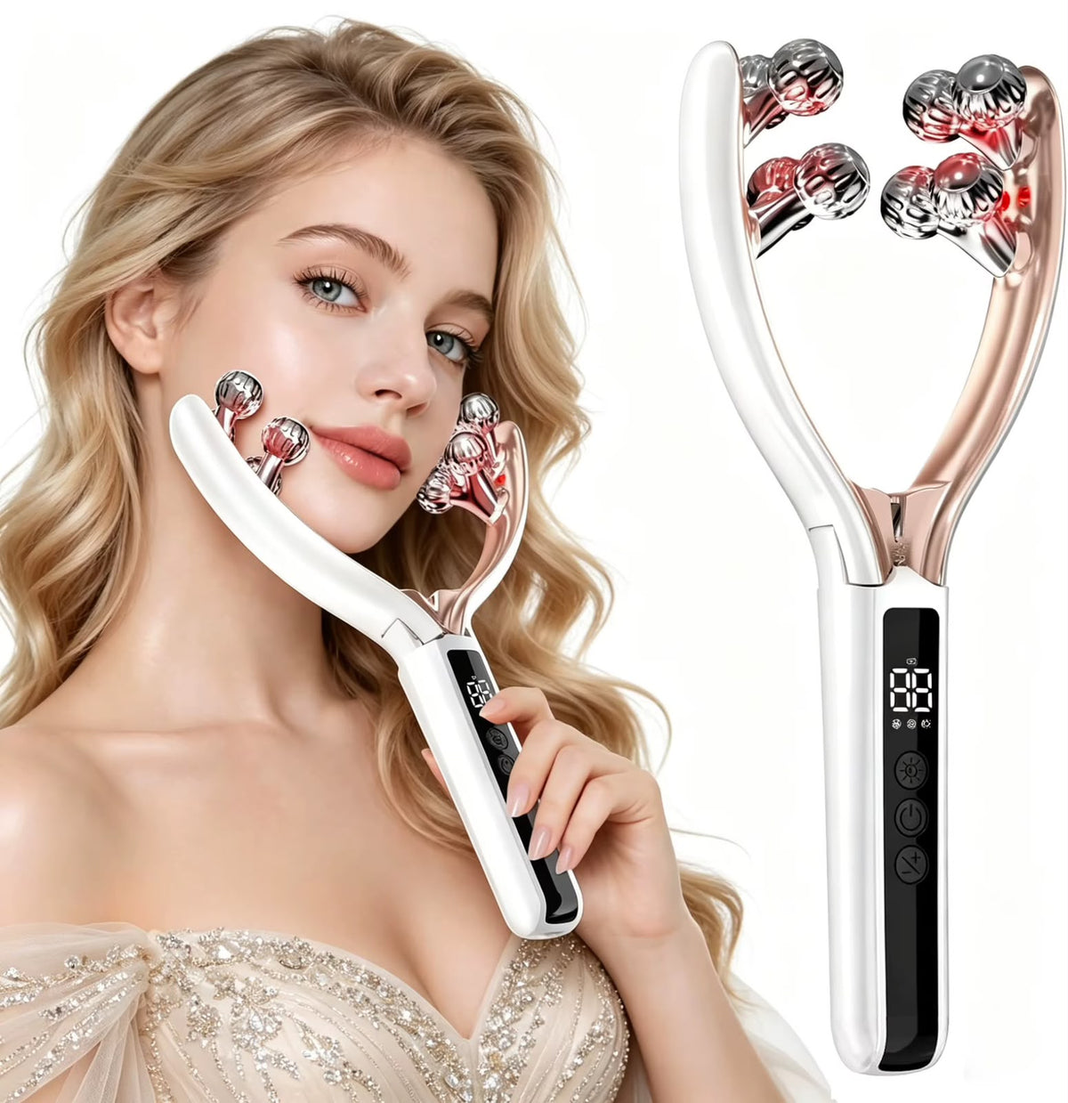 Dual-Arm Facial Roller Massager